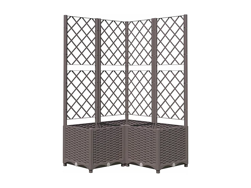 Bandeja para plantas canteiro elevado flores terraço jardim com treliça 80 x 80 x 136 cm PP marrom 02_0038319