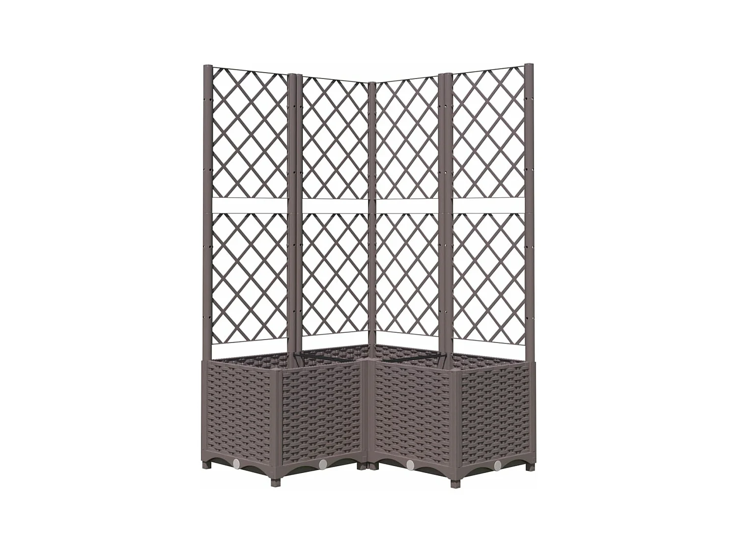 Bandeja para plantas canteiro elevado flores terraço jardim com treliça 80 x 80 x 136 cm PP marrom 02_0038319