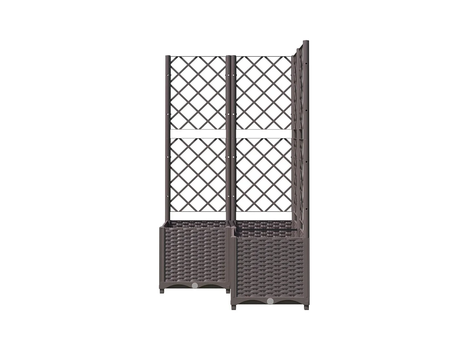 Bandeja para plantas canteiro elevado flores terraço jardim com treliça 80 x 80 x 136 cm PP marrom 02_0038319