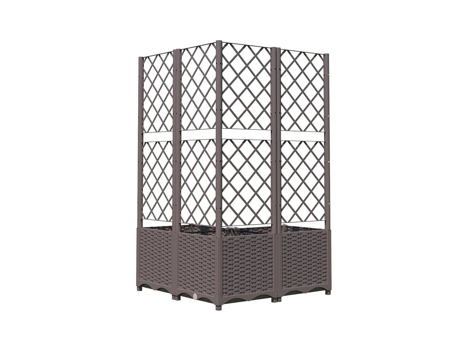 Bandeja para plantas canteiro elevado flores terraço jardim com treliça 80 x 80 x 136 cm PP marrom 02_0038319