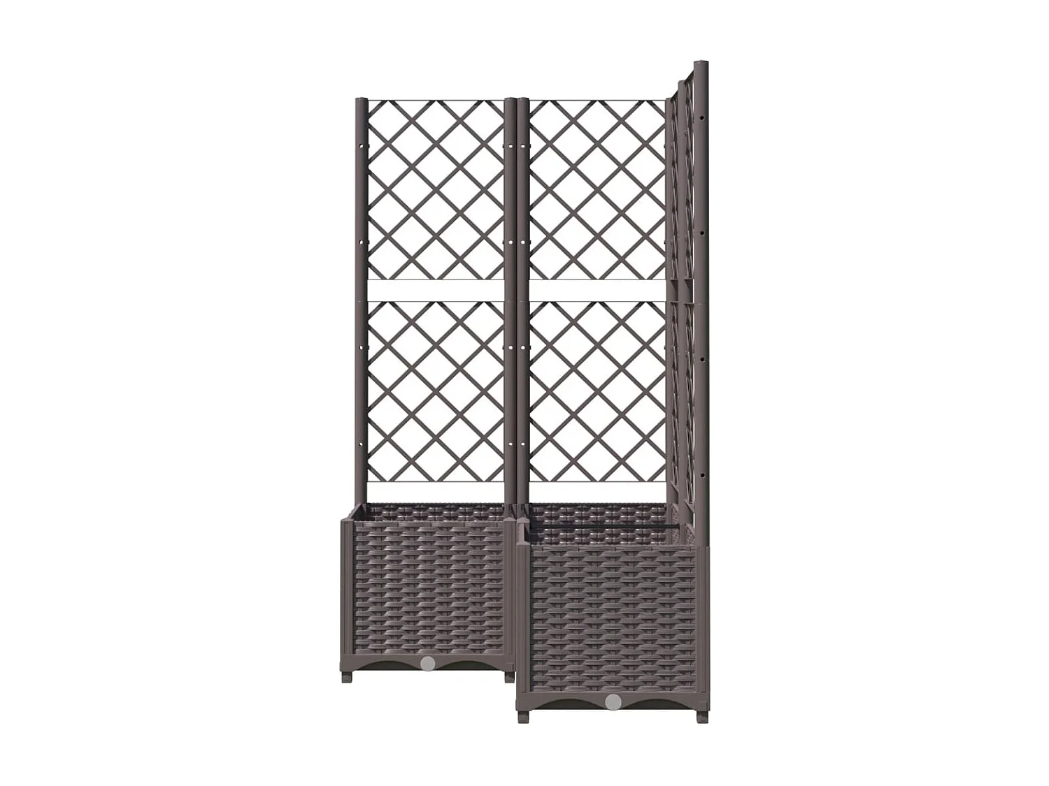 Vaso per fioriera aiuola rialzata piante fiori terrazza giardino con traliccio 80 x 80 x 136 cm PP marrone 02_0038319