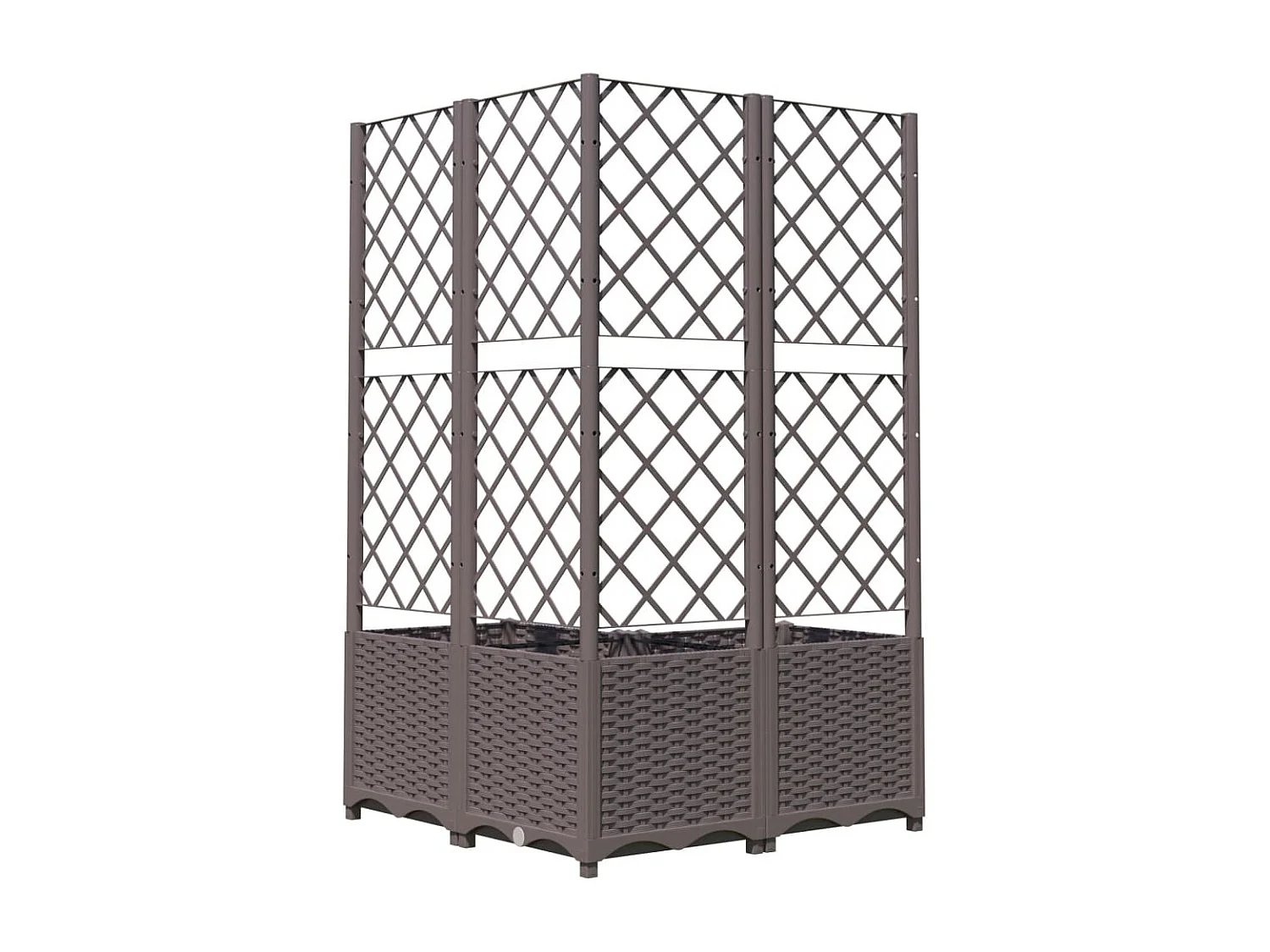 Vaso per fioriera aiuola rialzata piante fiori terrazza giardino con traliccio 80 x 80 x 136 cm PP marrone 02_0038319