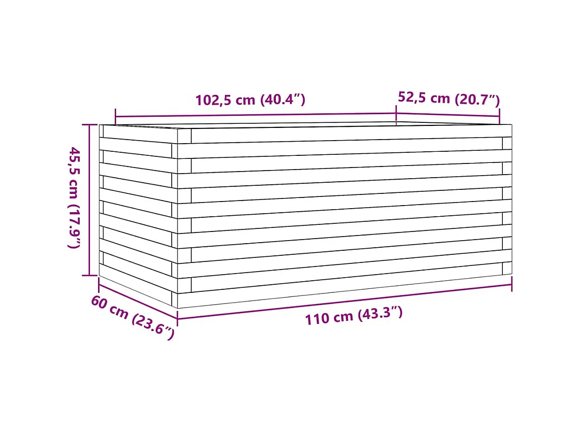 Jardinière bac lit surélevé bois blanche 110 x 60 x 45.5 cm 02_0037370