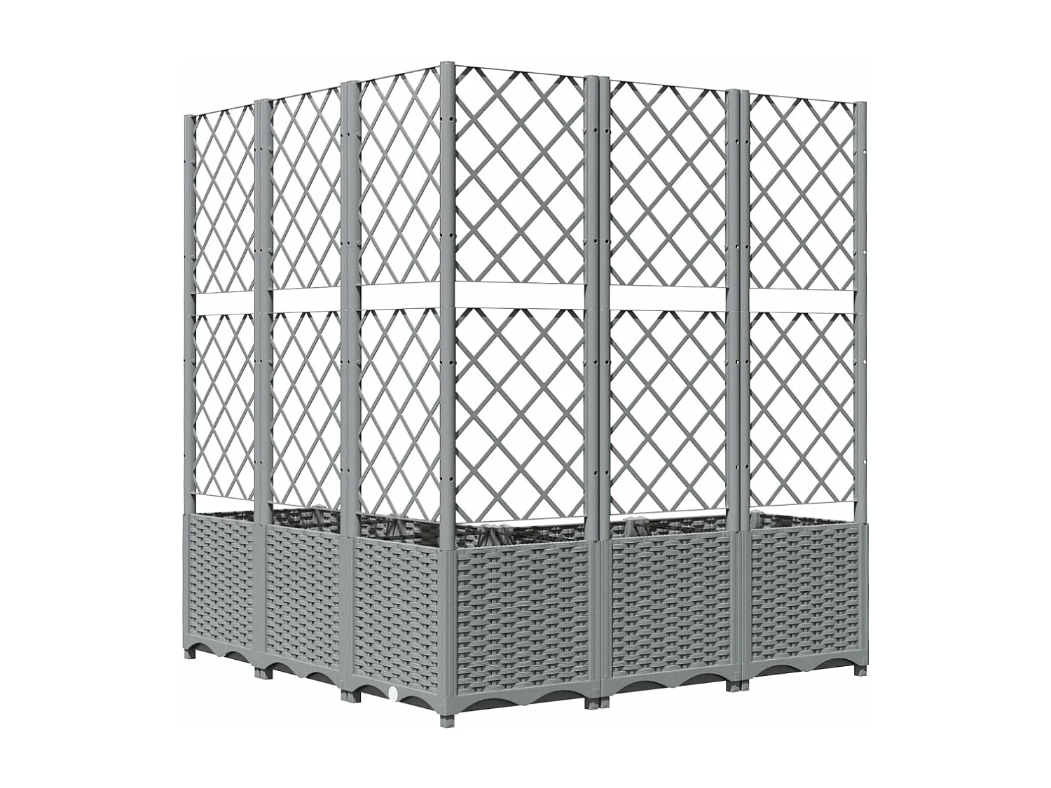 Macetero arriate elevado plantas flores terraza jardín con enrejado ligero 120 x 120 x 136 cm polipropileno gris 02_0038341