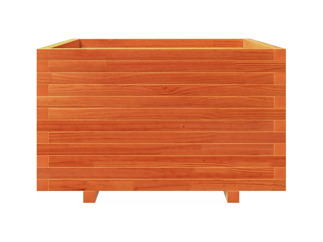 Macetero bancal elevado plantas flores terraza jardín cera 80 x 80 x 49,5 cm madera maciza de pino marrón 02_0038503