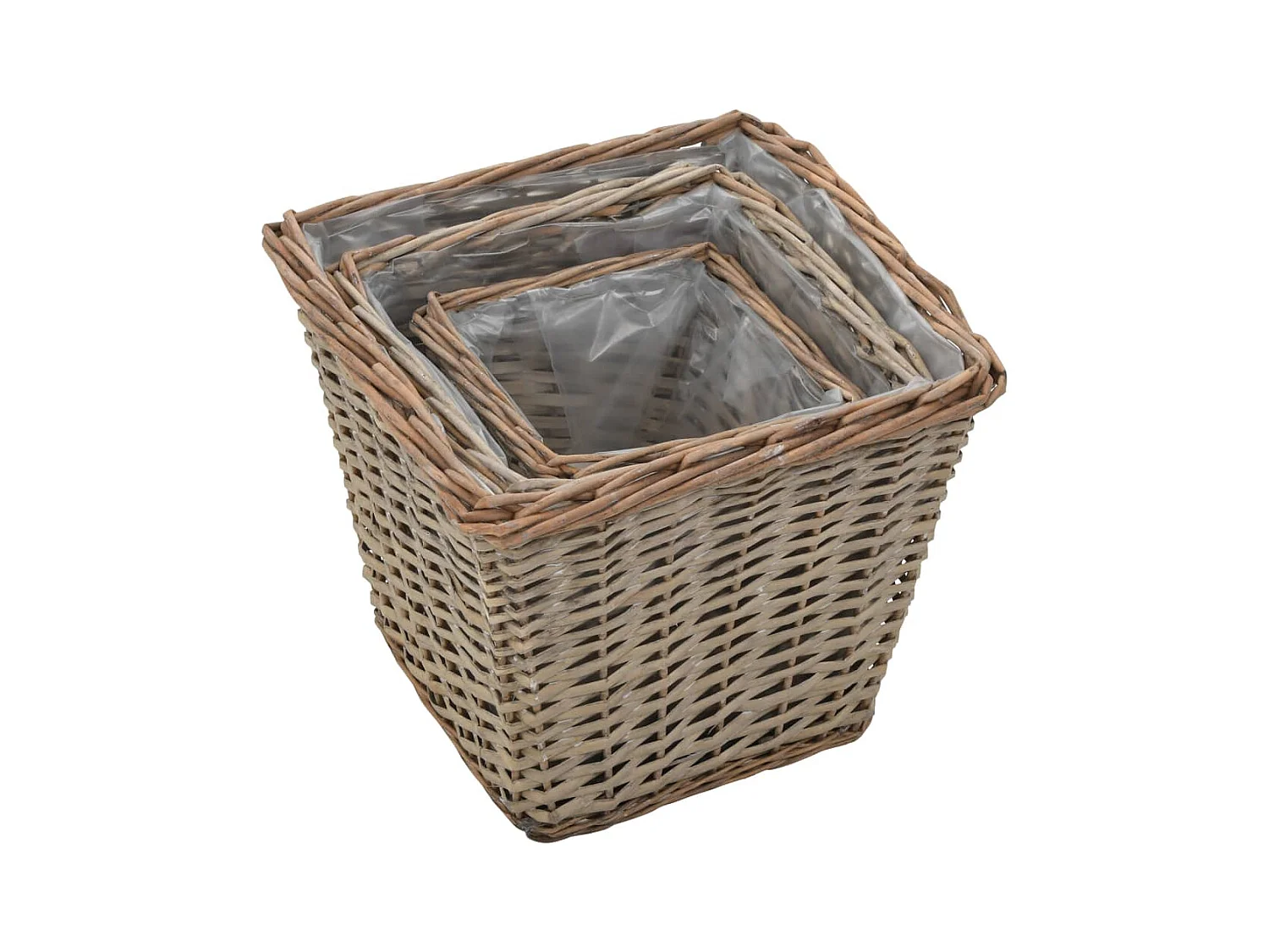 Macetero arriate elevado plantas flores jardín 3 piezas mimbre con forro de PE 02_0001330