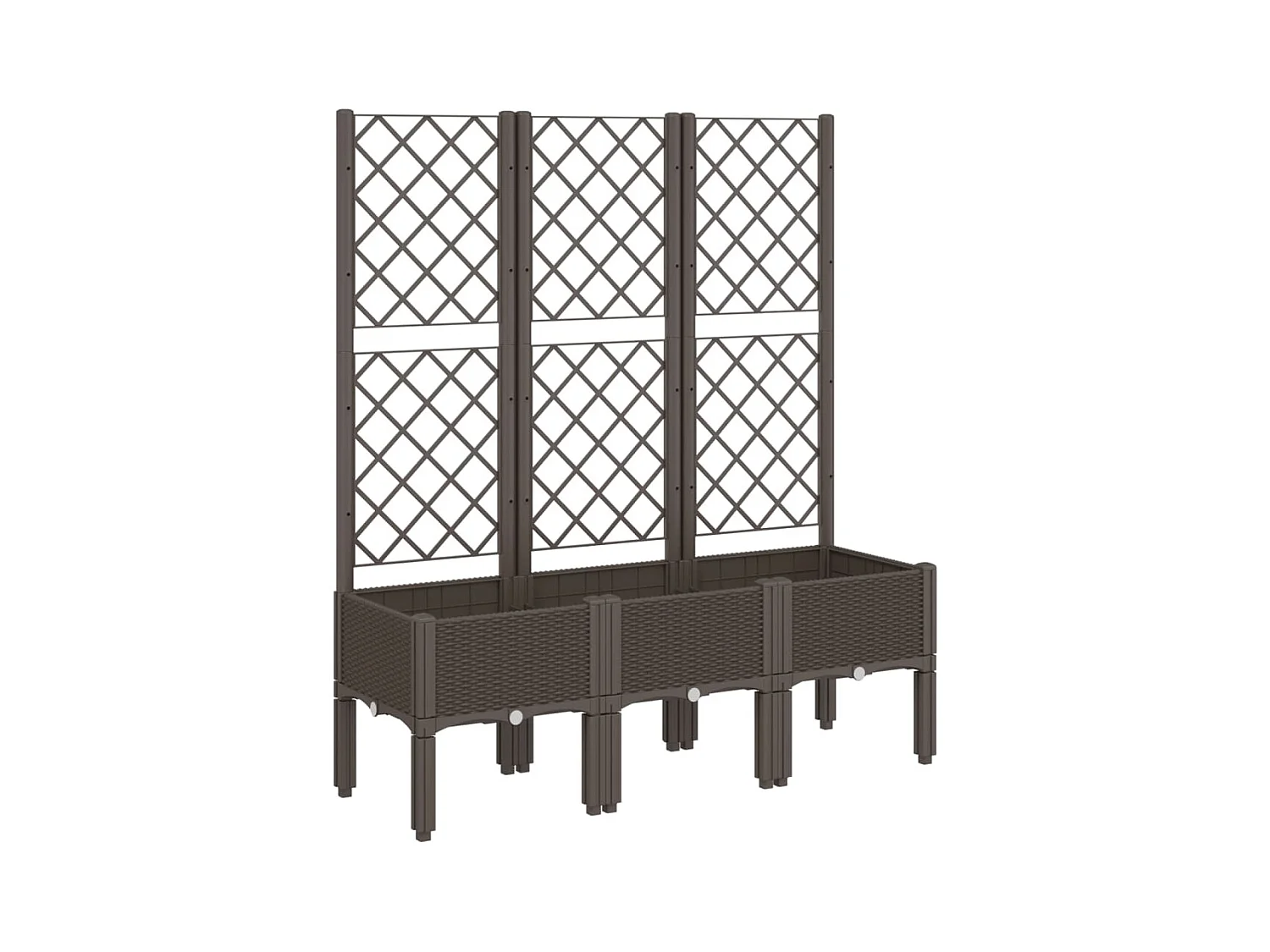 Bandeja para plantas canteiro elevado flores terraço jardim com treliça 120 x 40 x 142 cm PP marrom 02_0038240