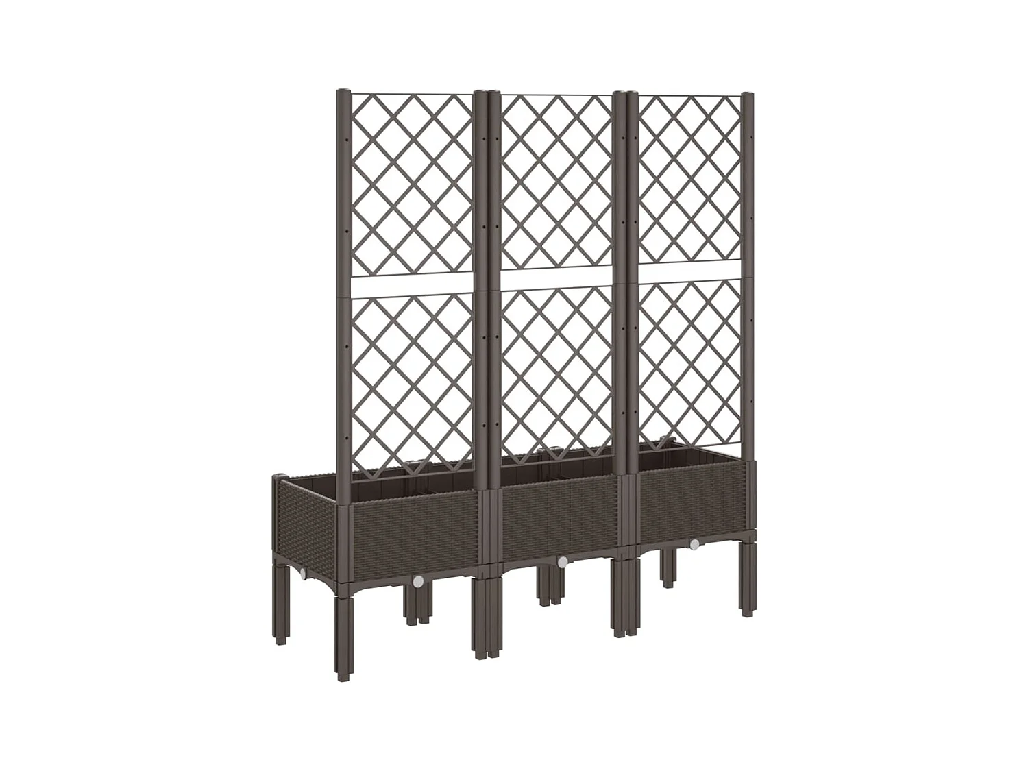 Bandeja para plantas canteiro elevado flores terraço jardim com treliça 120 x 40 x 142 cm PP marrom 02_0038240