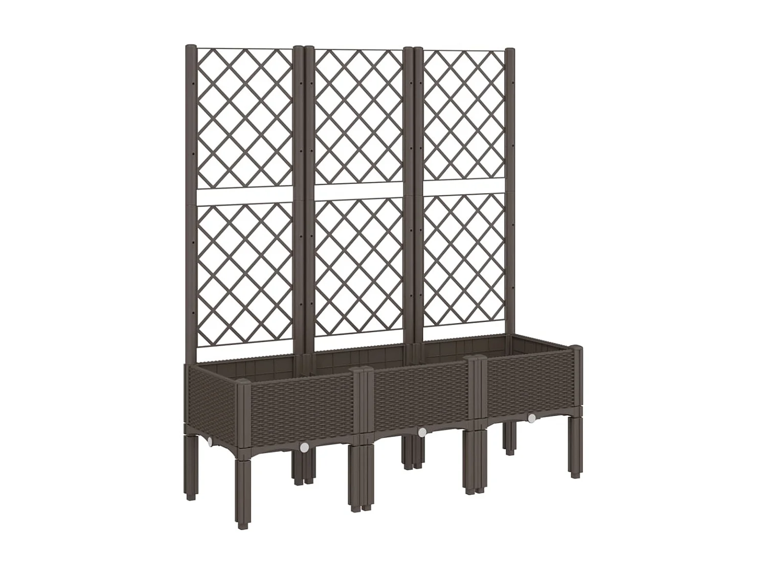Bandeja para plantas canteiro elevado flores terraço jardim com treliça 120 x 40 x 142 cm PP marrom 02_0038240