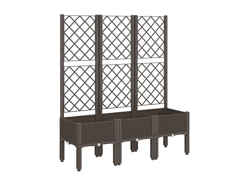 Bandeja para plantas canteiro elevado flores terraço jardim com treliça 120 x 40 x 142 cm PP marrom 02_0038240
