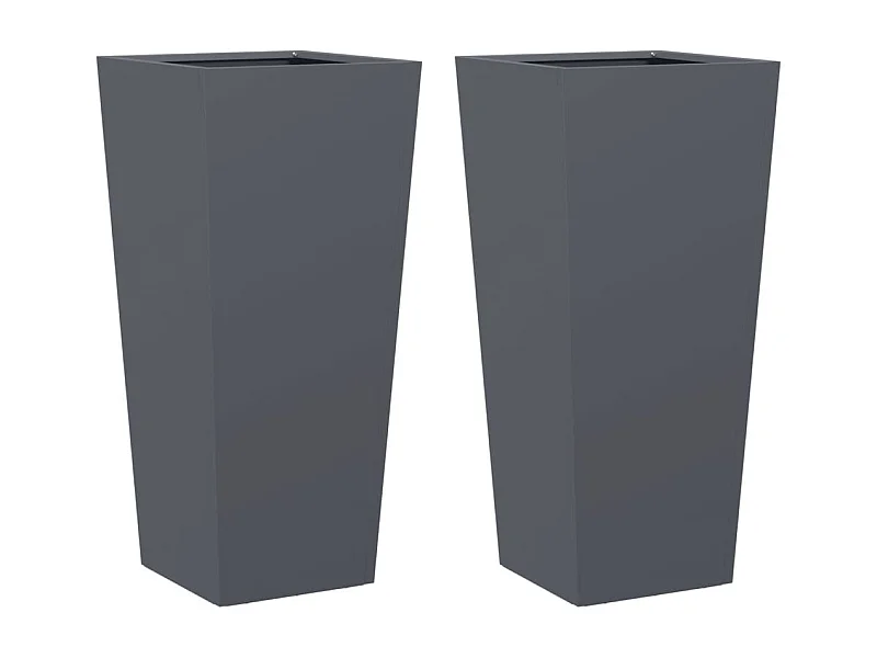 Bandeja para plantar plantas com canteiro elevado, flores, terraços de jardim, conjunto de 2 35 x 35 x 75 cm aço antracite 02_0038939