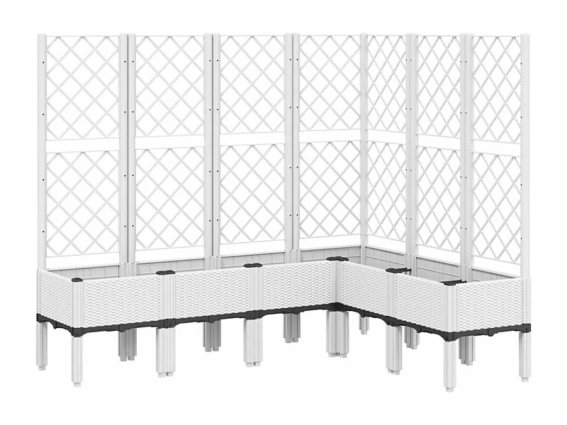 Fioriera aiuola rialzata vassoio piante fiori terrazza giardino con traliccio 160 x 120 x 142 cm PP bianco 02_0038250