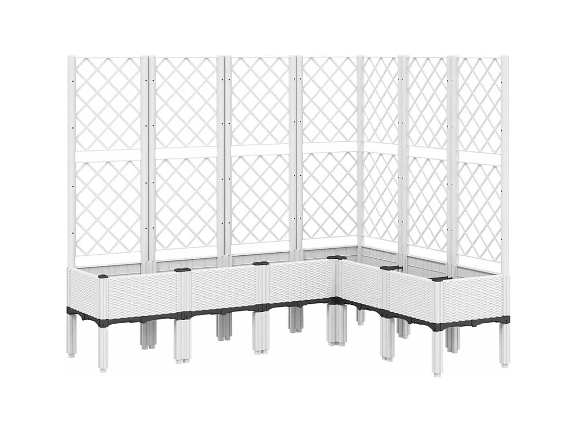 Fioriera aiuola rialzata vassoio piante fiori terrazza giardino con traliccio 160 x 120 x 142 cm PP bianco 02_0038250