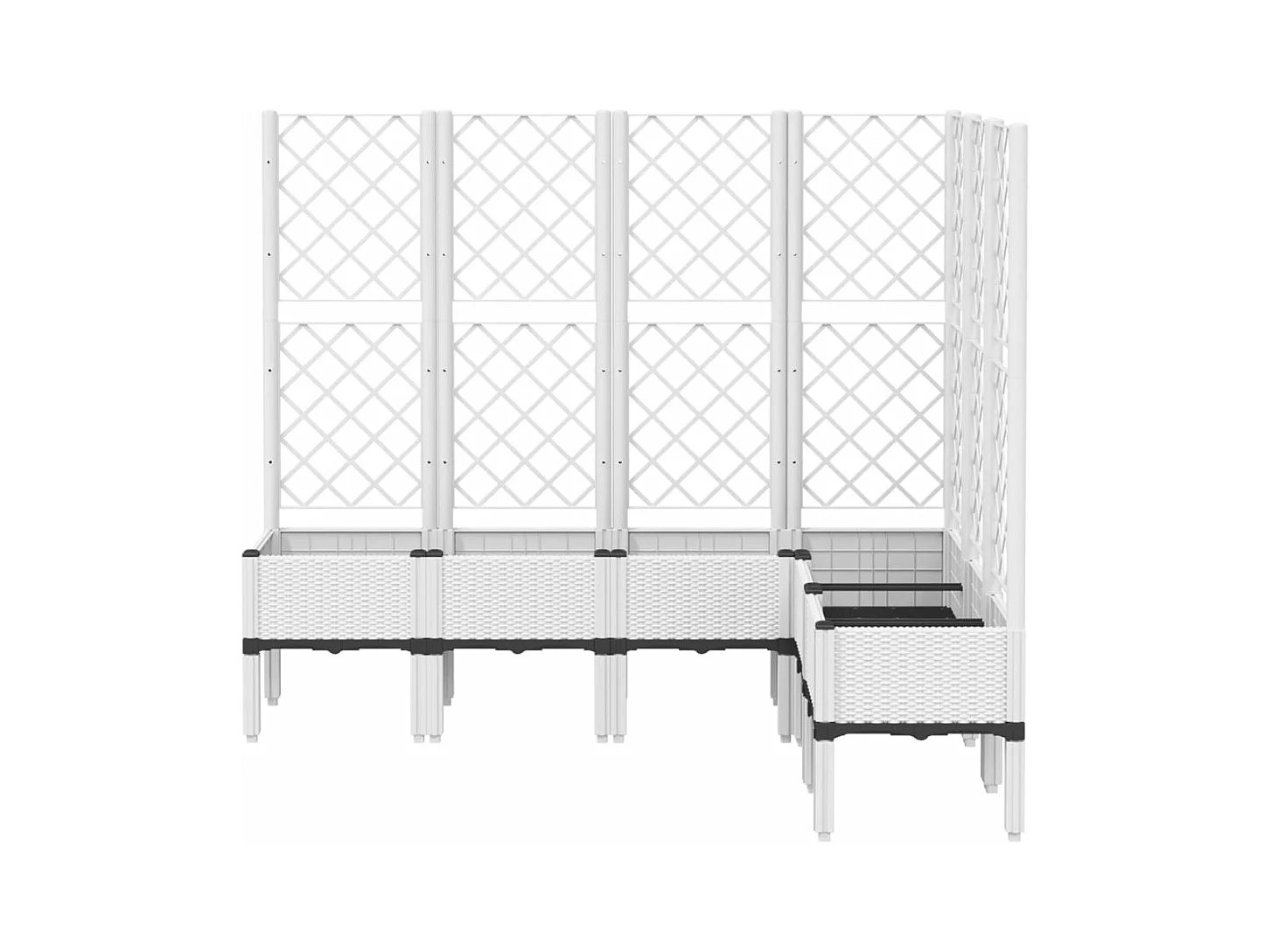 Fioriera aiuola rialzata vassoio piante fiori terrazza giardino con traliccio 160 x 120 x 142 cm PP bianco 02_0038250