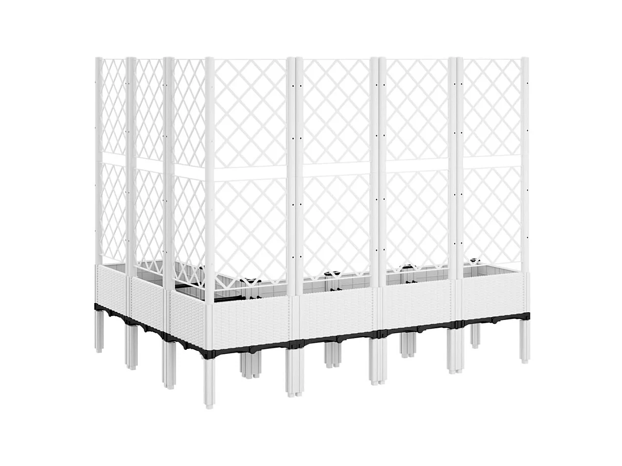 Fioriera aiuola rialzata vassoio piante fiori terrazza giardino con traliccio 160 x 120 x 142 cm PP bianco 02_0038250