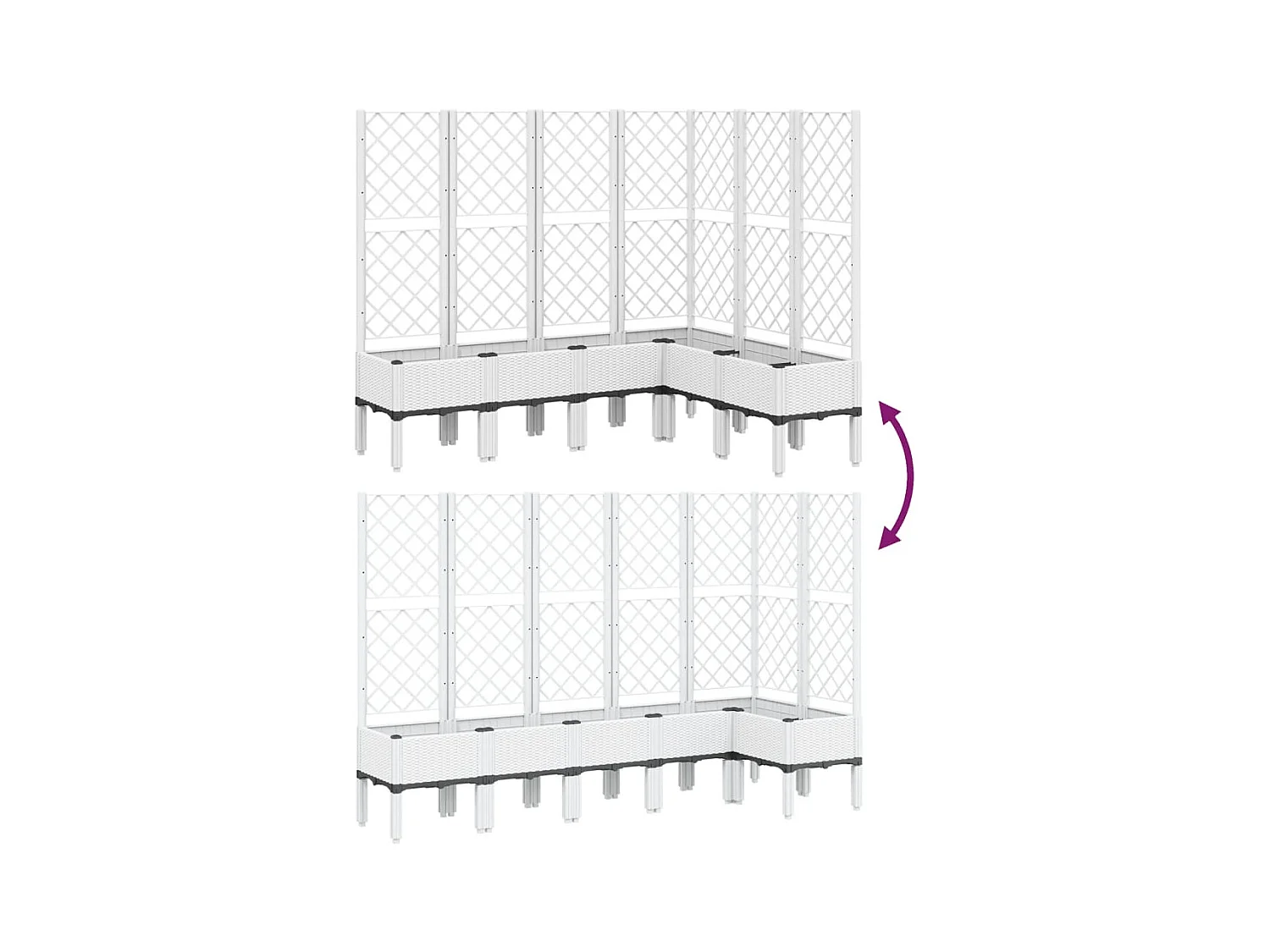 Fioriera aiuola rialzata vassoio piante fiori terrazza giardino con traliccio 160 x 120 x 142 cm PP bianco 02_0038250