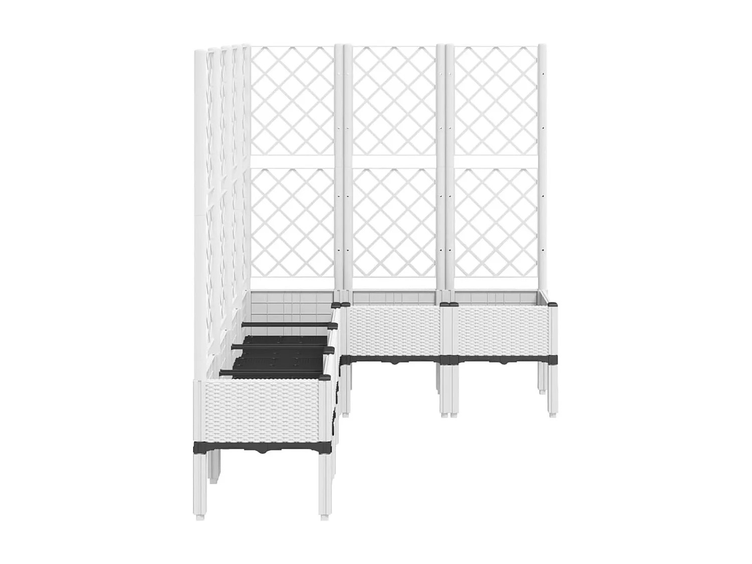 Bandeja de canteiro elevada plantas flores terraço jardim com treliça 160 x 120 x 142 cm PP branco 02_0038250