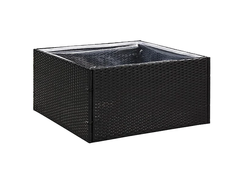 Vassoio per fioriera aiuola rialzata piante fiori terrazza giardino 80 x 80 x 40 cm Resina intrecciata nera 02_0037909