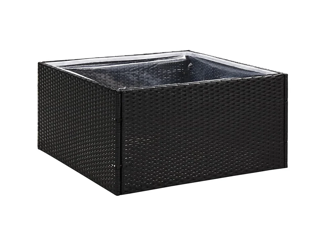 Vassoio per fioriera aiuola rialzata piante fiori terrazza giardino 80 x 80 x 40 cm Resina intrecciata nera 02_0037909