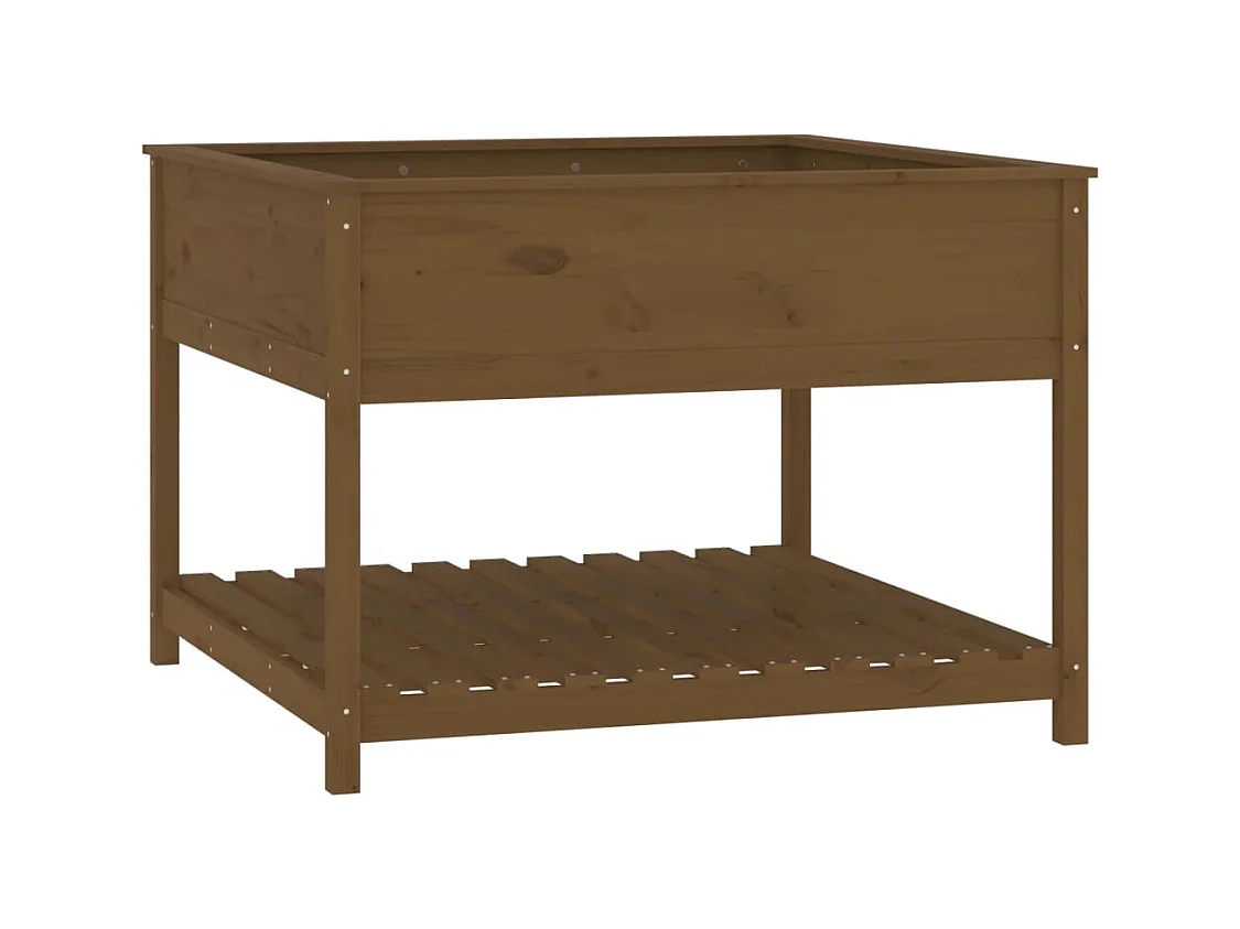 Jardinière bac lit surélevé bois marron 111.5 x 111.5 x 81 cm 02_0038612
