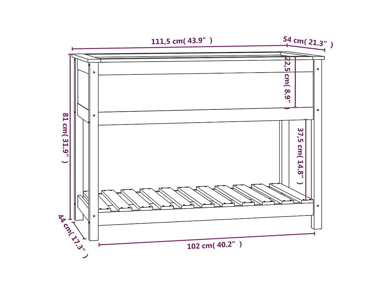 Jardinière bac lit surélevé bois blanche 111.5 x 54 x 81 cm 02_0038386