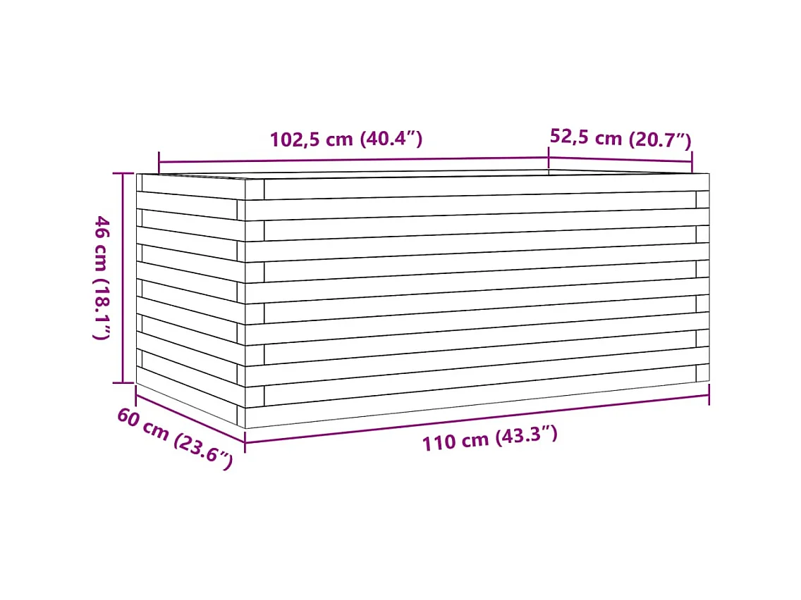 Jardinière bac lit surélevé bois marron 110 x 60 x 46 cm 02_0038441