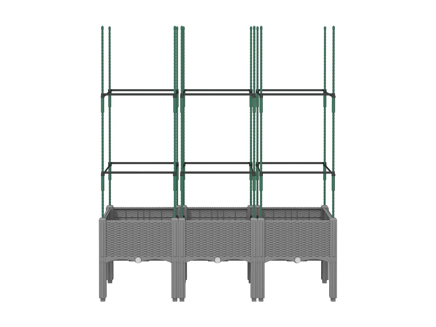 Vassoio per fioriera aiuola rialzata piante fiori terrazza giardino con traliccio leggero 120 x 40 x 142,5 cm PP grigio 02_0038345