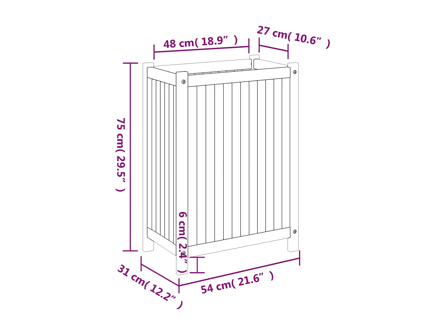 Jardinière bac lit surélevé bois marron 54 x 31 x 75 cm 02_0038140