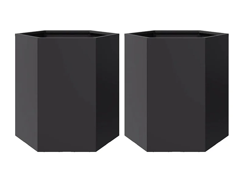 Macetero arriate elevado plantas flores jardín terrazas juego de 2 hexágono 46 x 40 x 45 cm acero negro 02_0039074