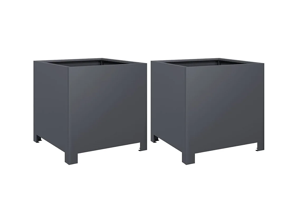 Vaso rialzato per fioriere piante fiori giardino terrazze set da 2 40 x 40 x 40 cm acciaio antracite 02_0038948