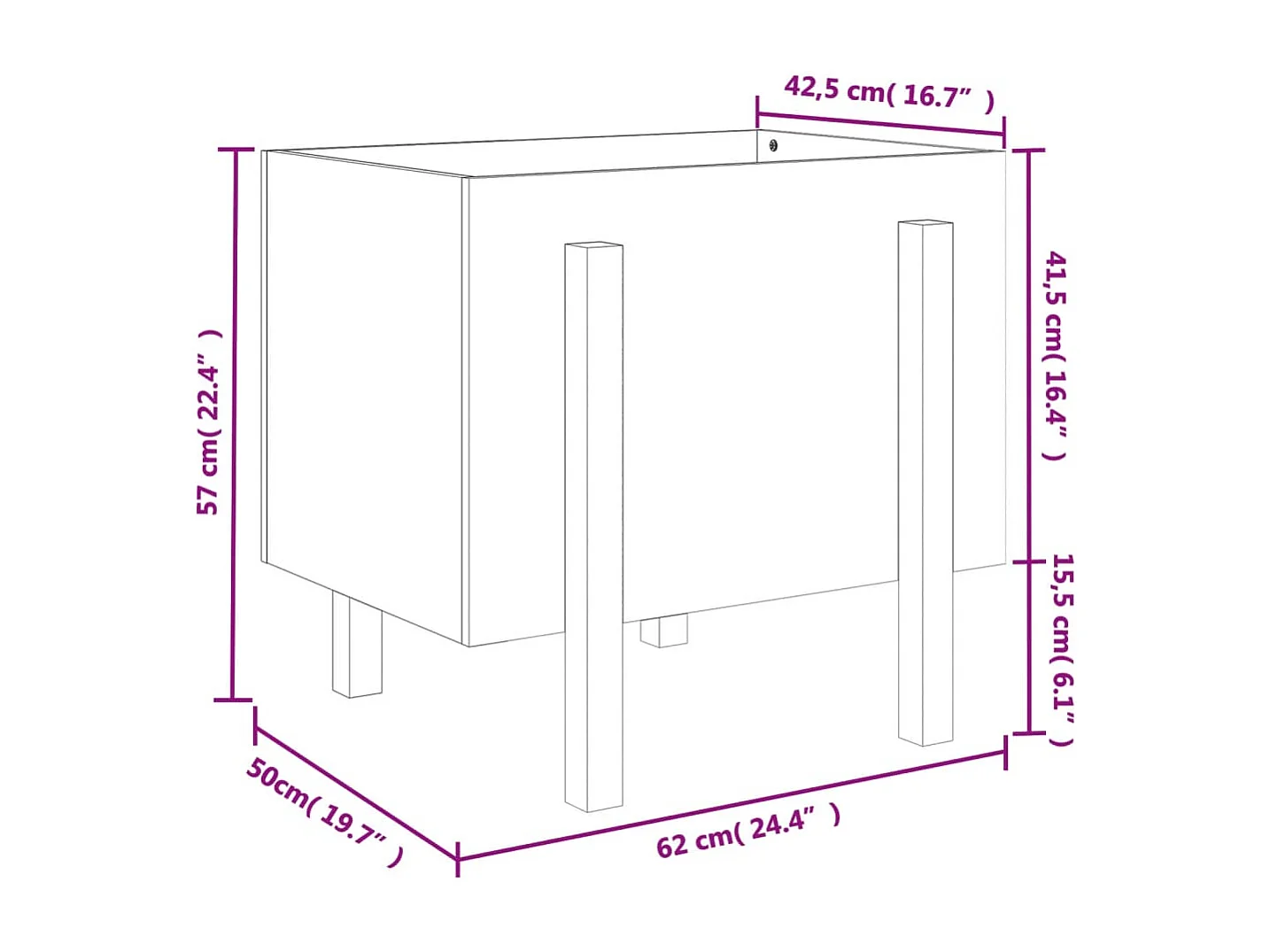 Jardinière bac lit surélevé bois marron 62 x 50 x 57 cm 02_0037764