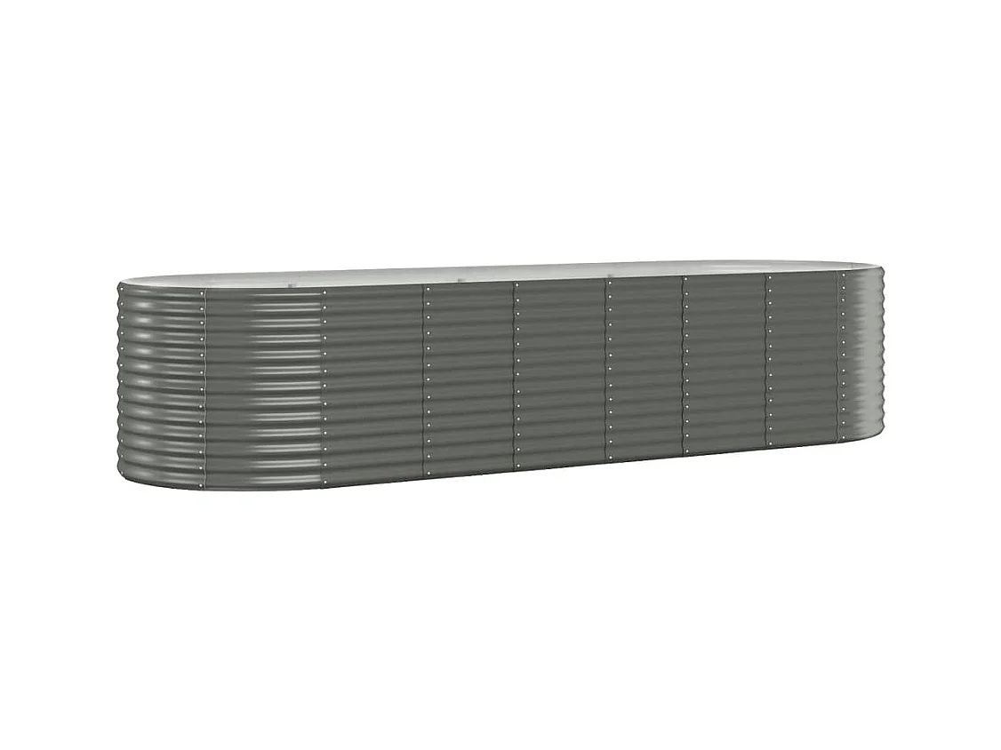 Macetero bancal elevado plantas flores terraza jardín jardín acero con recubrimiento en polvo 322 x 100 x 68 cm gris 02_0039630