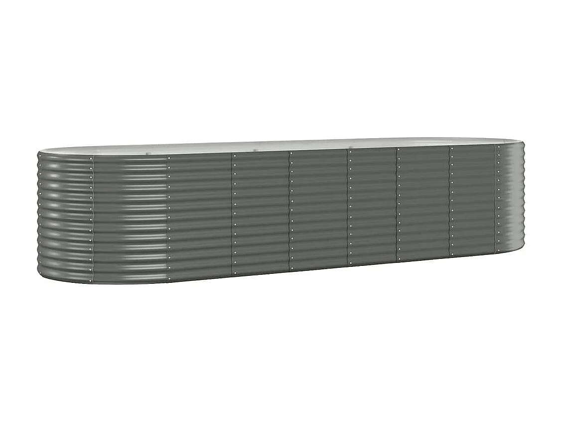 Macetero bancal elevado plantas flores terraza jardín jardín acero con recubrimiento en polvo 322 x 100 x 68 cm gris 02_0039630