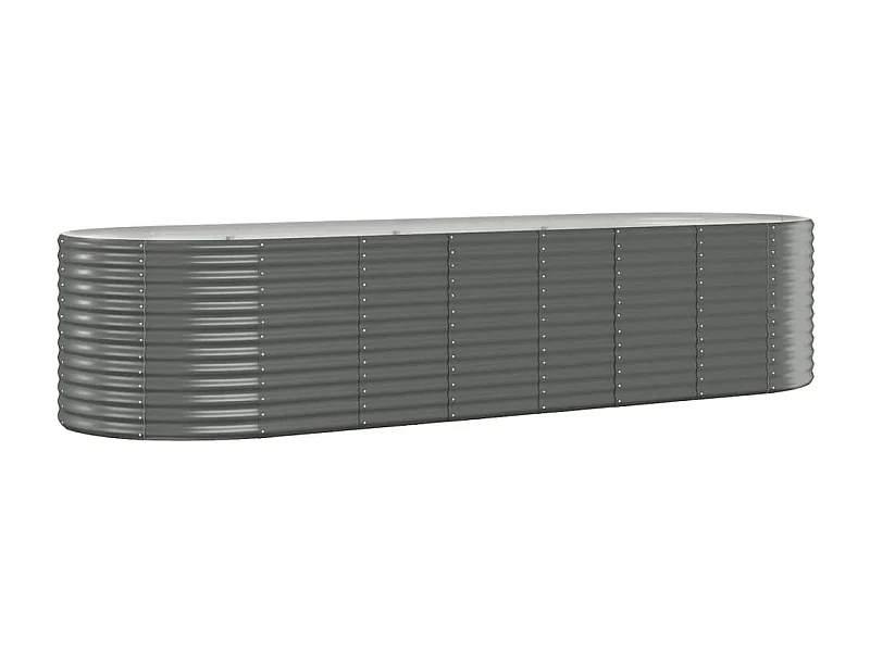 Macetero bancal elevado plantas flores terraza jardín jardín acero con recubrimiento en polvo 322 x 100 x 68 cm gris 02_0039630