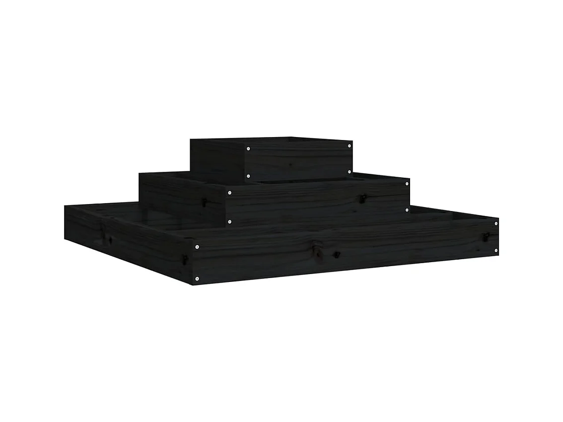 Vassoio per fioriera aiuola rialzata piante fiori terrazza giardino 80 x 80 x 27 cm legno massiccio di pino nero 02_0037906