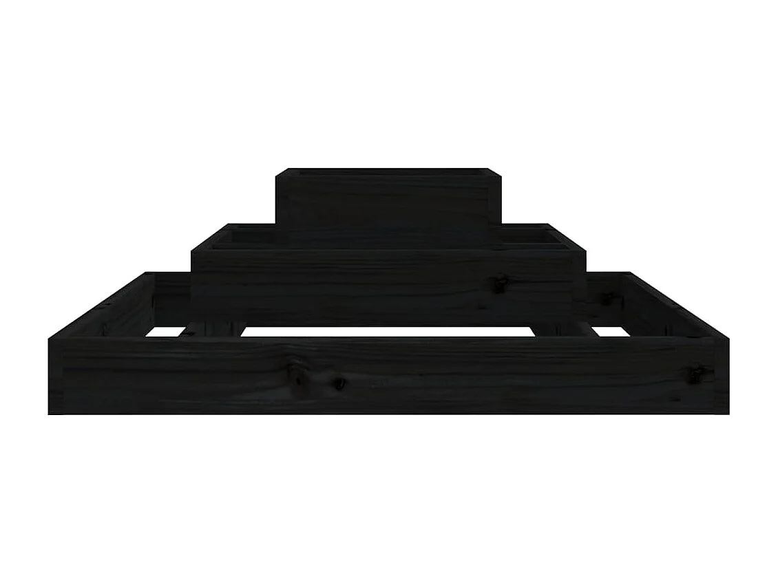Vassoio per fioriera aiuola rialzata piante fiori terrazza giardino 80 x 80 x 27 cm legno massiccio di pino nero 02_0037906
