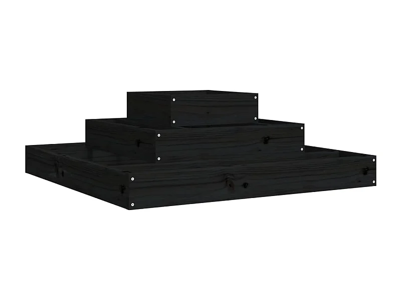 Vassoio per fioriera aiuola rialzata piante fiori terrazza giardino 80 x 80 x 27 cm legno massiccio di pino nero 02_0037906