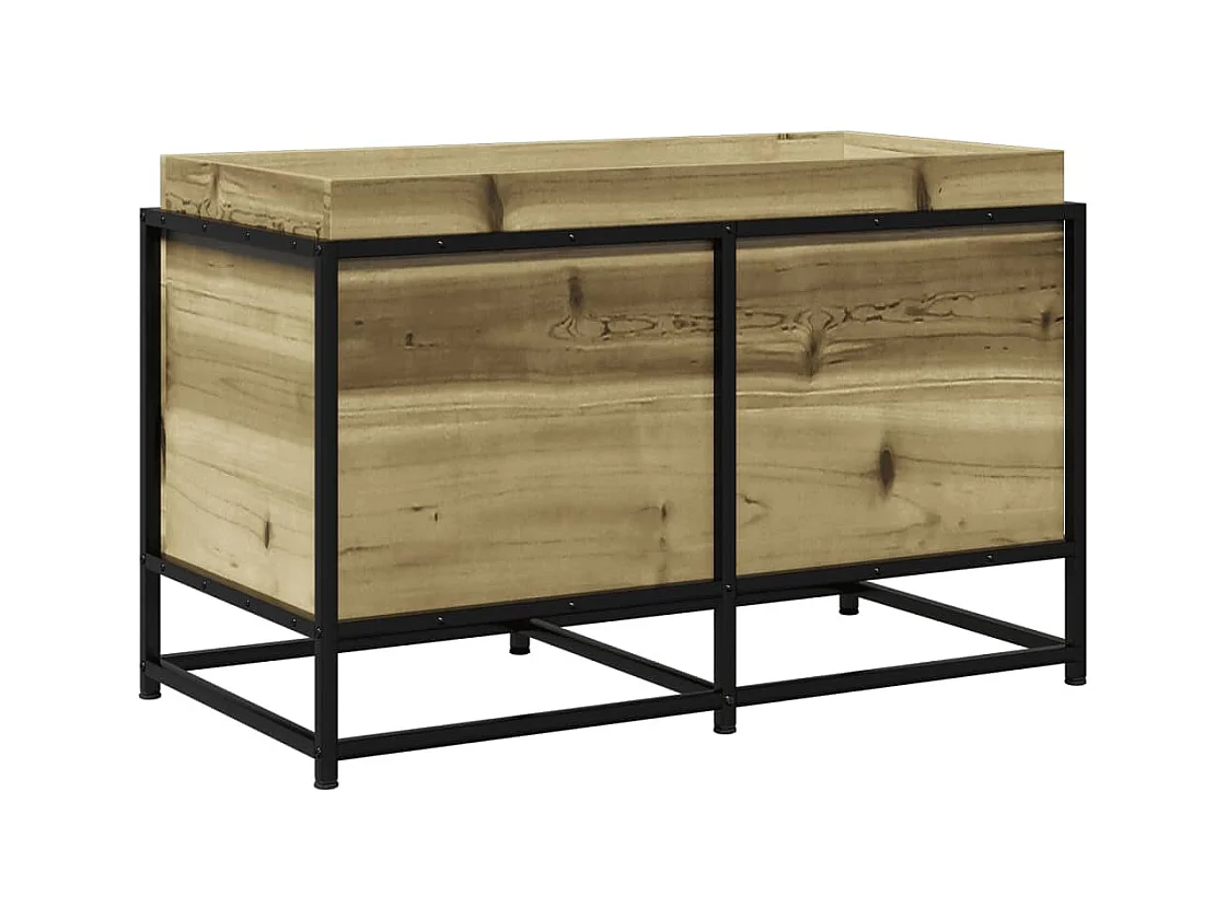 Vassoio per fioriera aiuola rialzata piante fiori terrazza giardino 80 x 40 x 50 cm legno di pino impregnato marrone 02_0037870
