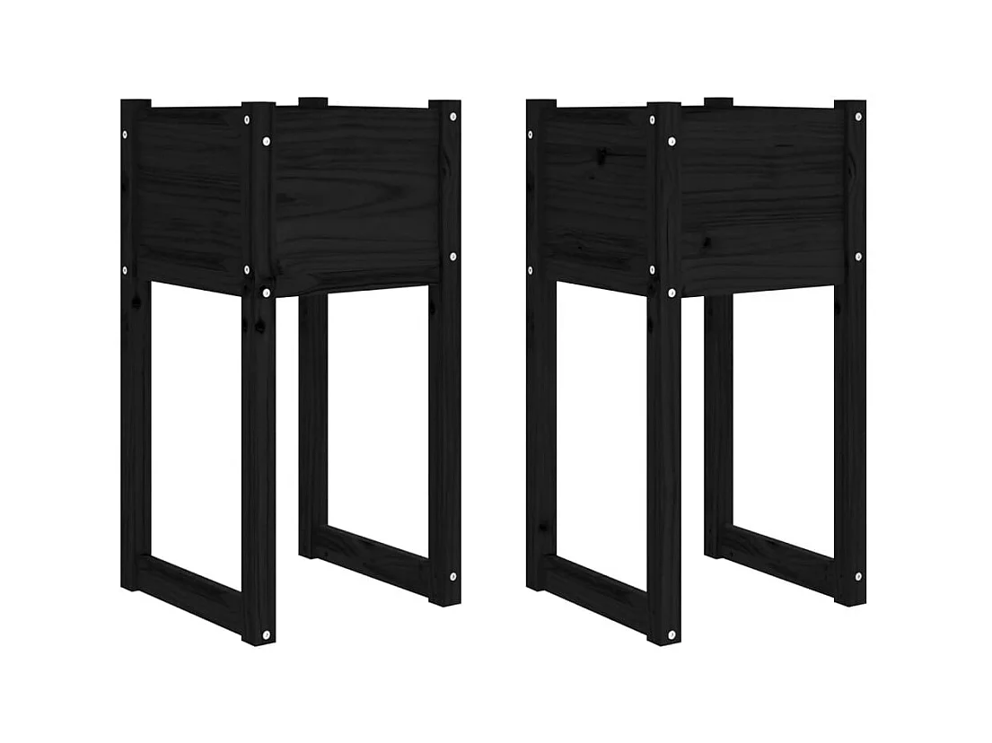 Vaso per fioriera aiuola rialzata piante fiori giardino terrazze set da 2 40 x 40 x 81 cm legno massiccio di pino nero 02_0038973