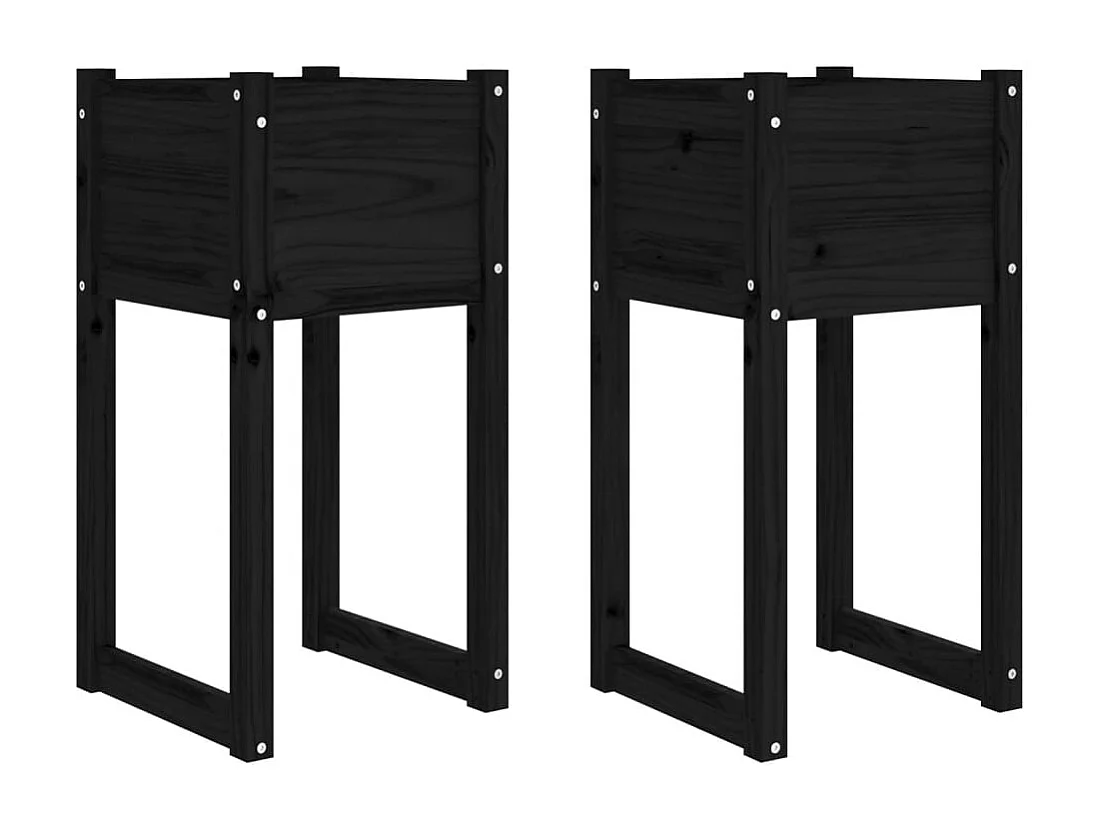 Vaso per fioriera aiuola rialzata piante fiori giardino terrazze set da 2 40 x 40 x 81 cm legno massiccio di pino nero 02_0038973