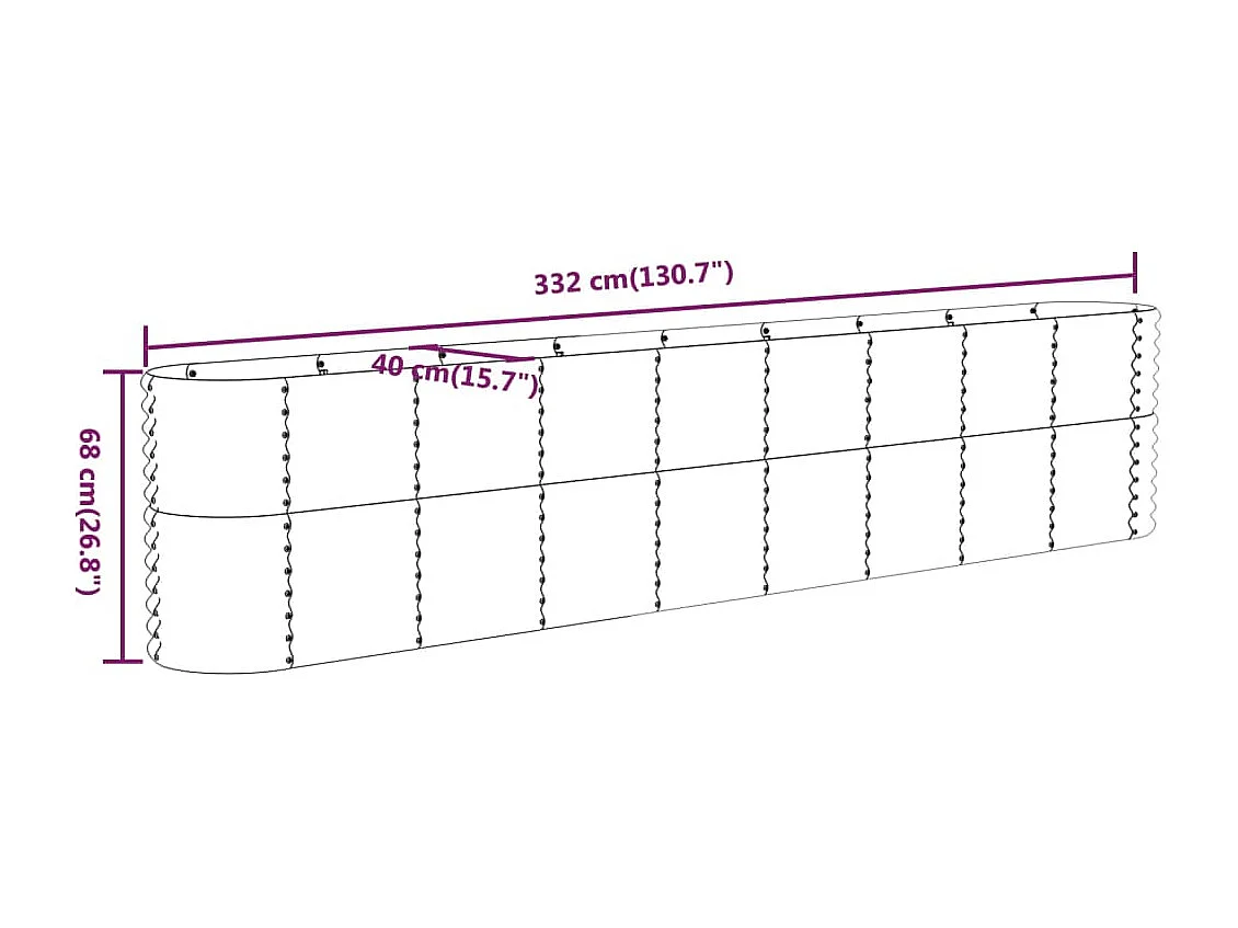 Macetero bancal elevado plantas flores terraza jardín jardín acero con revestimiento de polvo plateado Plata 02_0039688