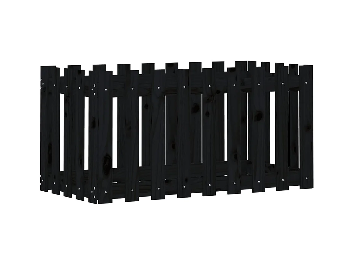 Vassoio per fioriera aiuola rialzata piante fiori terrazza giardino recinzione giardino design 100 x 50 x 50 cm pino massiccio nero 02_0039789