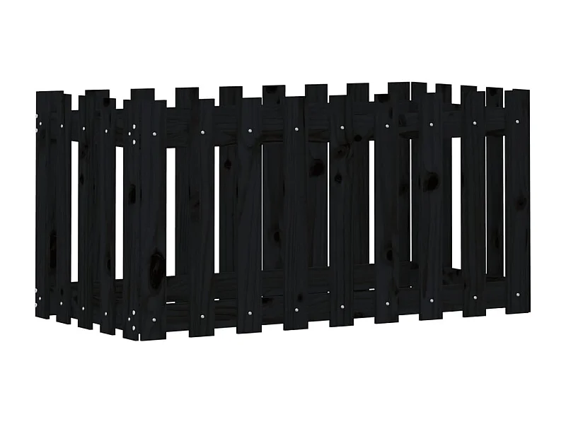 Vassoio per fioriera aiuola rialzata piante fiori terrazza giardino recinzione giardino design 100 x 50 x 50 cm pino massiccio nero 02_0039789