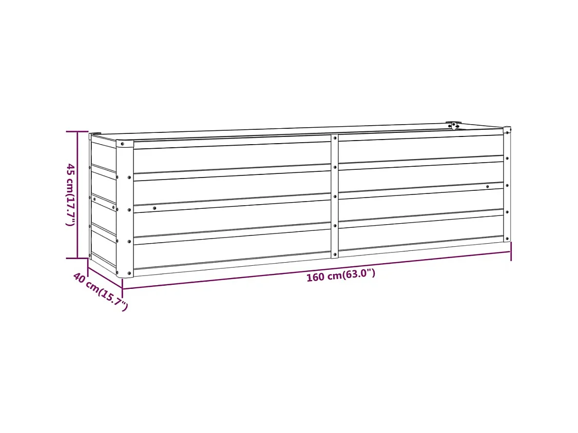 Jardinière bac lit surélevé marron 160 x 40 x 45 cm 02_0039862