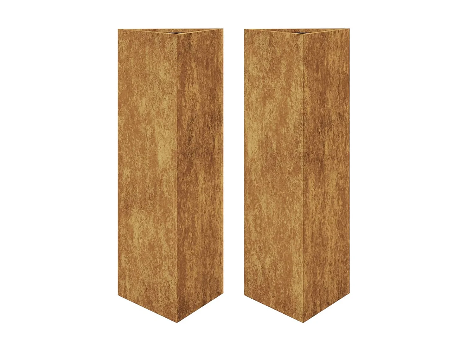 Bandeja para plantar plantas com canteiro elevado, flores, terraços de jardim, conjunto de 2 triangulares 30 x 26 x 75 cm aço corten marrom 02_0039095