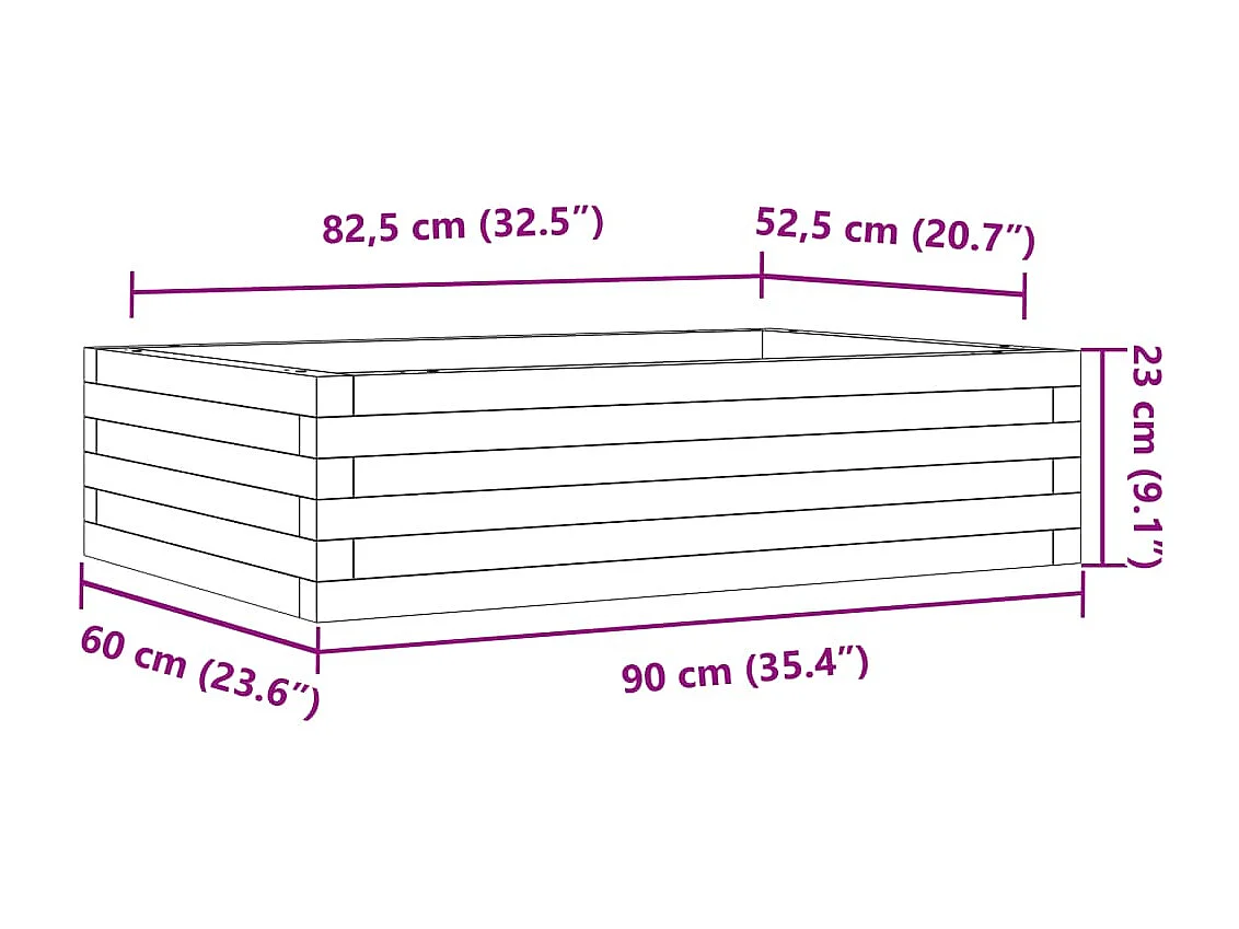 Jardinière bac lit surélevé bois blanche 90 x 60 x 23 cm 02_0038009