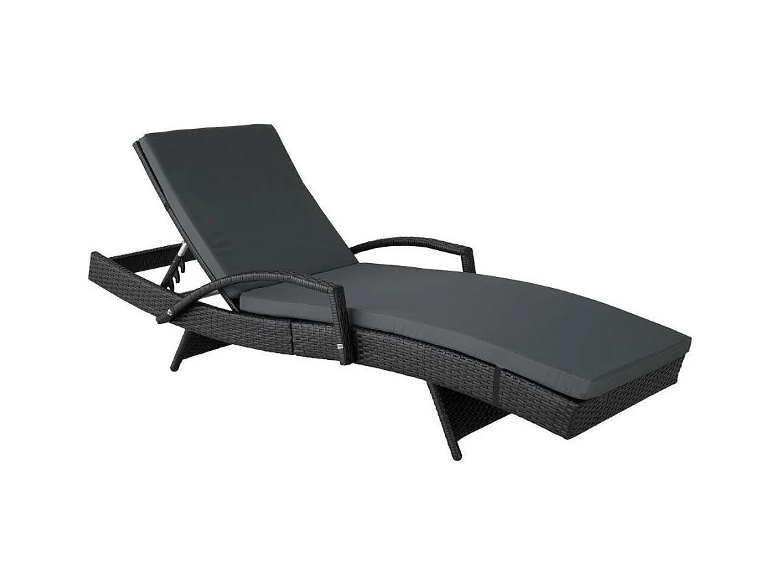 Bain de soleil transat noire 190 x 62 x 74.5 cm 2208057