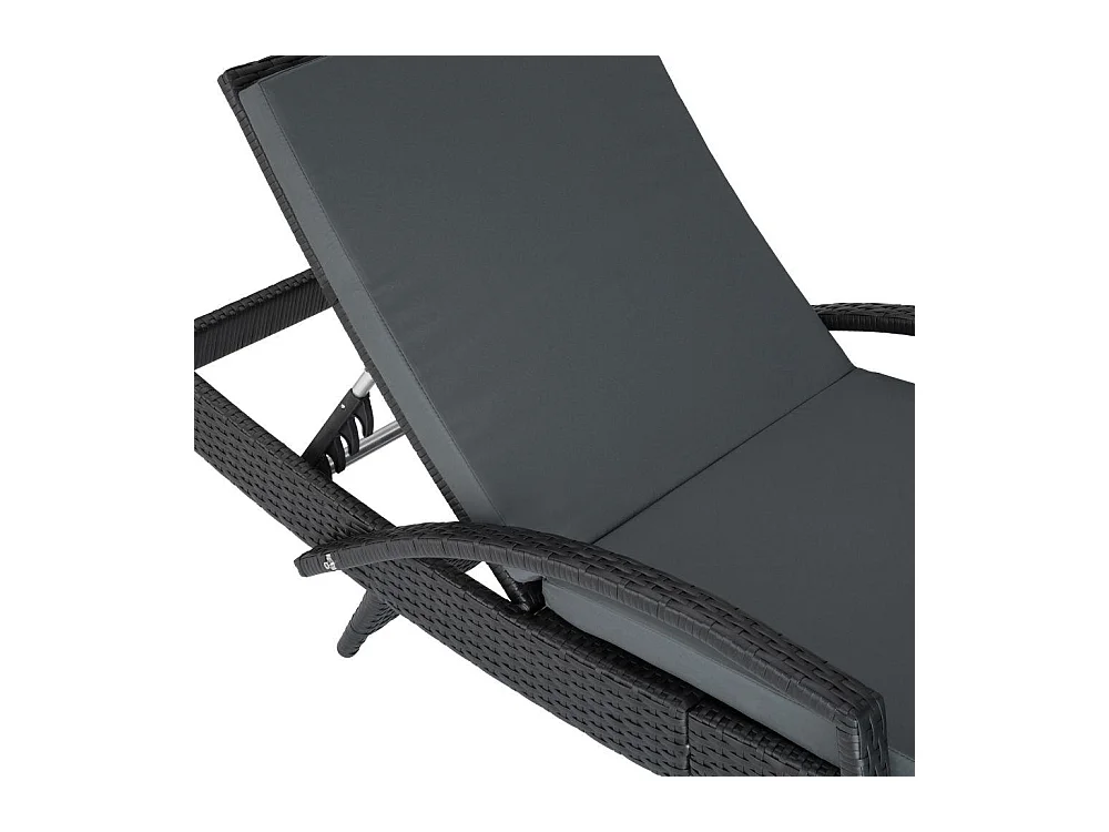 Bain de soleil transat noire 190 x 62 x 74.5 cm 2208057