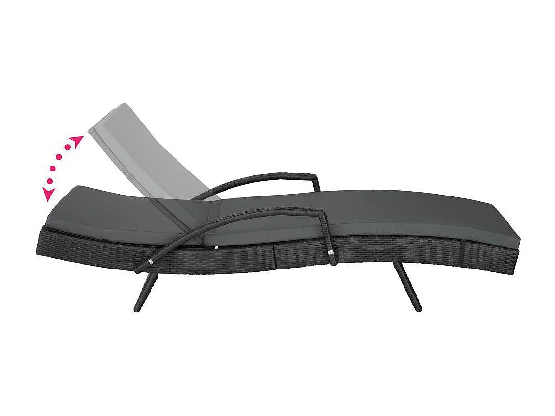 Espreguiçadeira espreguiçadeira mobiliário de jardim 5 posições preto 2208057