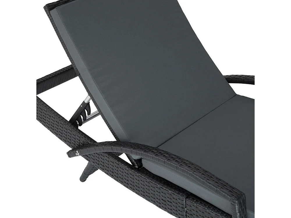 Espreguiçadeira espreguiçadeira mobiliário de jardim 5 posições preto 2208057